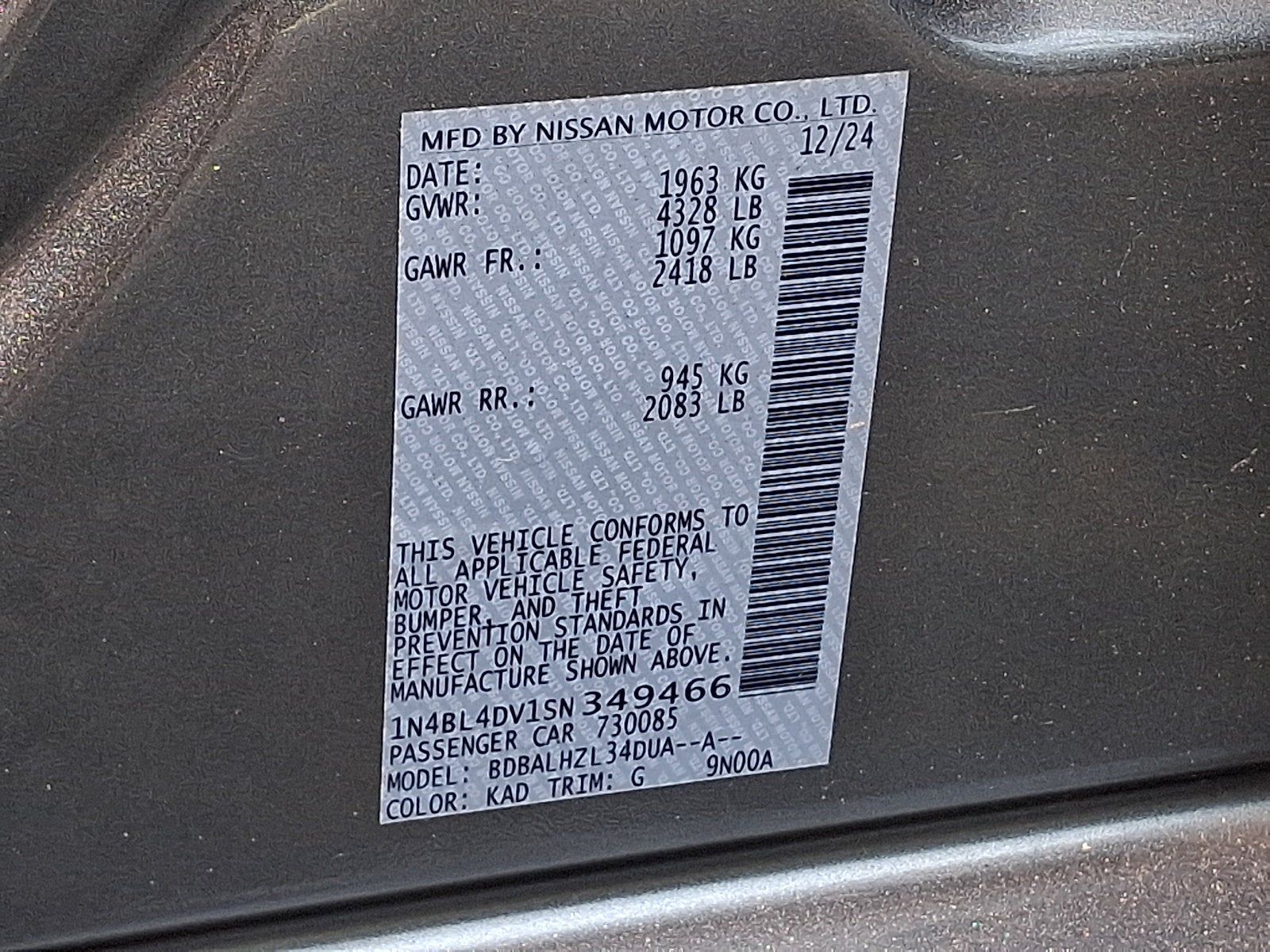 2025 Nissan Altima SV FWD
